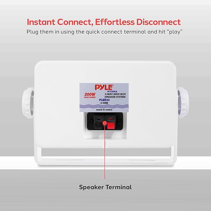 Pyle 3-Way Indoor & Outdoor Box Speaker System - 3.5" 200 Watt Compact Wall Mount Speakers for Home, Patio, Deck, Garage, Poolside, or Studio Use - Dual Speaker Set - PLMR24 (White)