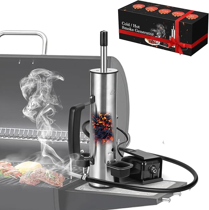 2025 Portable Electric Smoke Generator, Adjustable Smoke Control & Fits 99% Pellet Smokers & Grills, Cold/Hot Smoking Modes for Meats, Salmon & Cheeses – Great Gift Idea for Smoke Lovers