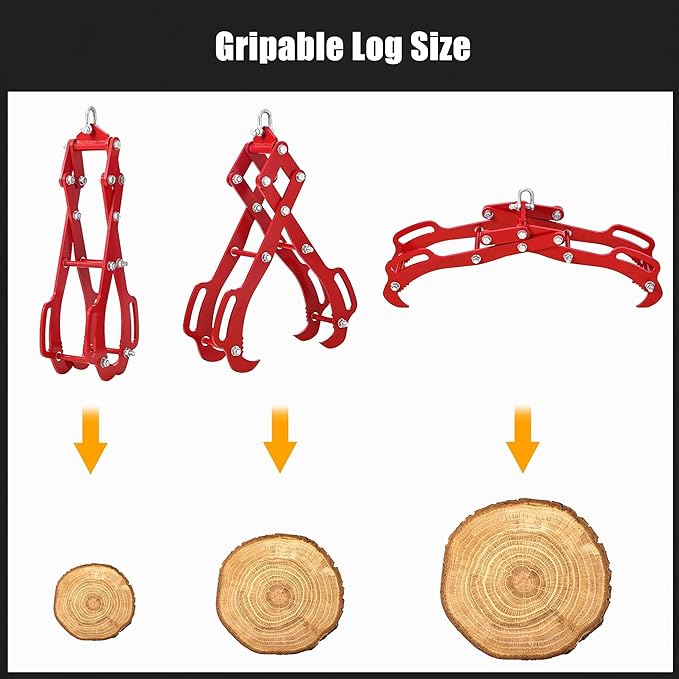 28IN Log Lifting Tongs, Log Grabber, Skidding Log Lifting Tongs Timber, Heavy Dut Solid Steel Swivel Dragging Steel Tongs Log Lifting Lumber Skidding Tongs Logging Grabber(4 Claw)
