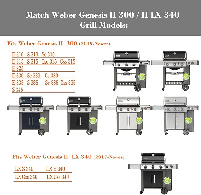 Professional Grill Parts for Weber Genesis II 300 Series (2017+) Flavorizer Bars & Heat Deflectors Replacement Kit, Exact Fit for Genesis II E-310/E315/S352/S-335, Rustproof Porcelain Steel