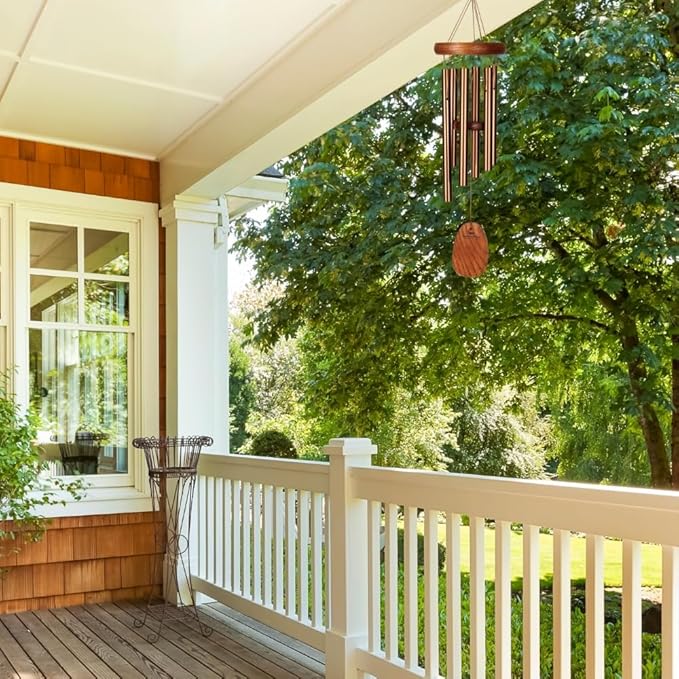 Woodstock Chimes Neptune Wind Chime for Outside 16" Small Bronze, Outdoor Decor for Patio, Porch, Garden, Memorial Gift for Loved Ones AGSBR