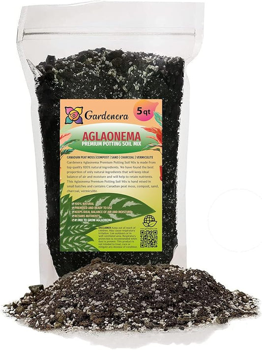 Premium Aglaonema Plant Soil Mix by Gardenera - Stimulate Growth and Elevate Leaf Color with Nourishing Formula - 5 Quart