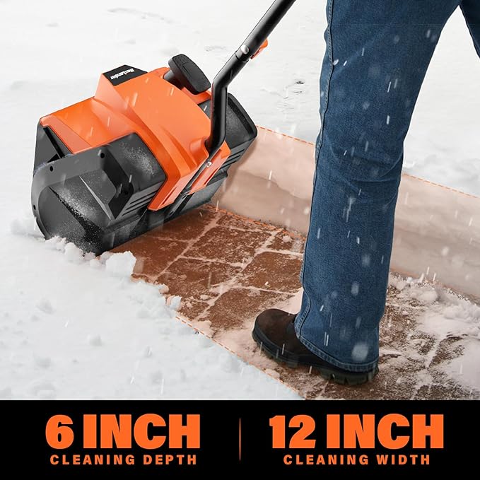 MAXLANDER Electric Snow Shovel Cordless, 20V 12-Inch Cordless Snow Blower, Battery Snow Shovel with Directional Plate & LED Lights (4.0Ah Battery, Quick Charger & Cover Included