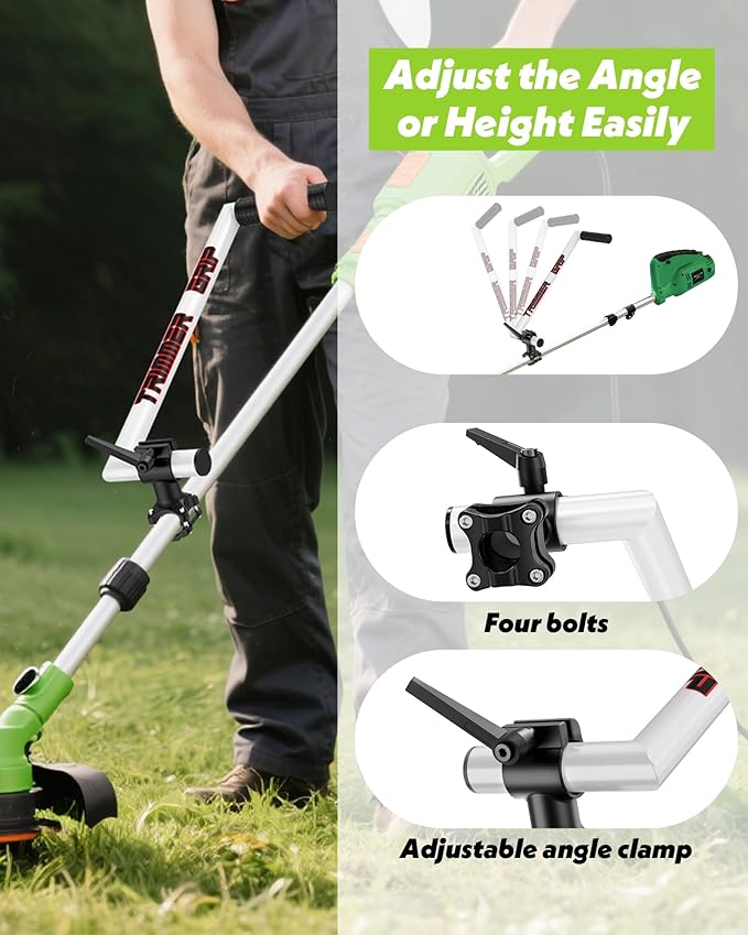 Upgraded Weed Eater Handle, String Trimmer Handle Extension Back Saver, Ergonomic Weed Wacker Grip with Adjustable Shoulder Strap and Gloves for Lawn Care, Landscaping, Yard Trimming