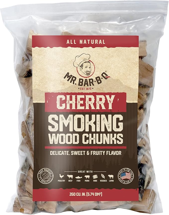 Variety Pack Wood Chunks for Smoking by Mr. Bar-B-Q, Variety of 4 Flavors Hickory, Apple, Cherry & Mesquite Wood Chunks for Smoking Meat, BBQ Grilling, Camping & Outdoor Adventures - 4 x 3.5 Pound Bag