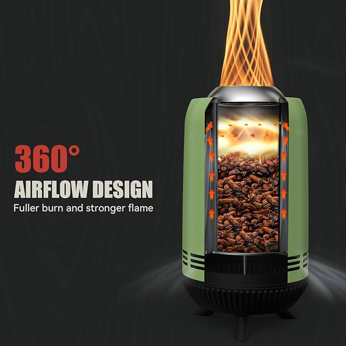 ONLYFIRE OUTDOOR LIVING 12" Tabletop Fireplace with Carrying Bag, Portable Fire Pit for Camping RV Tailgating Patio Backyard Bonfire, Smokeless Camp Stove, Stainless Steel, #FP054 Green