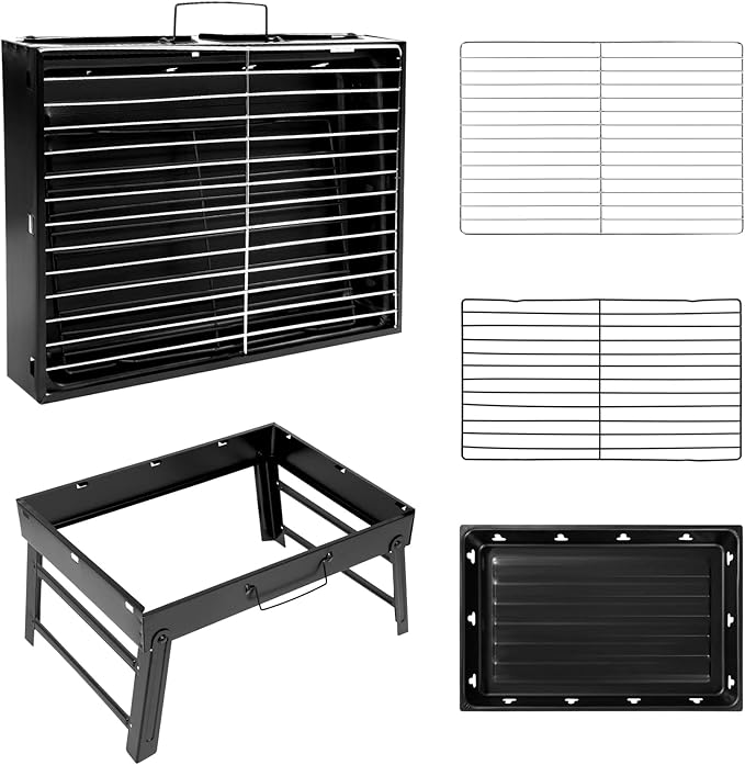 Barbecue Grill, Charcoal Grill Folding Portable Lightweight Barbecue Grill Tools for Outdoor Grilling Cooking Camping Hiking Picnics Tailgating Backpacking Party (Medium)