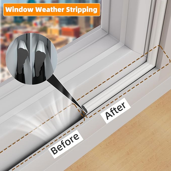 2 Pack*16.4 Ft Self-Adhesive Wedge Foam Window Weather Stripping Door Seal Strip, Soundproof Exterior Front Door Frame Gap Filler, Draft Stopper Foam Tape Noise Light Blocker (White)