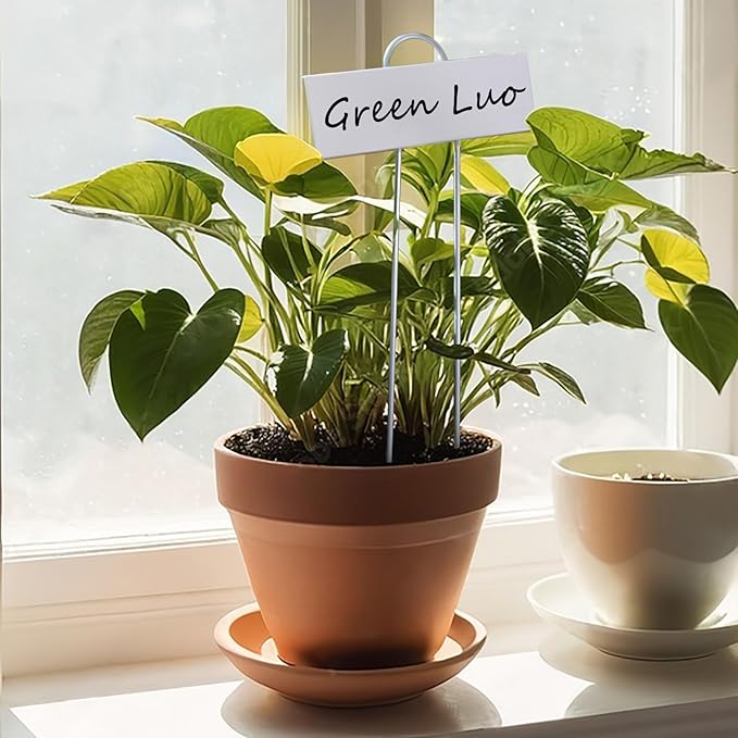 Plant Labels Metal Stainless Steel Garden Plant Markers Weatherproof Garden Stake Tag Plant Tags with Pen for Outdoor Seedling Flower Herb Vegetable Greenhouse(30 Pack) (White)