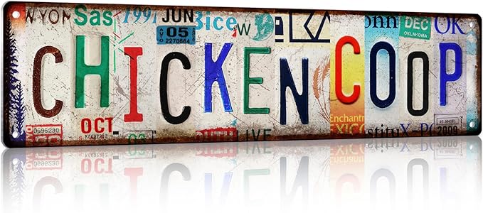 Vintage Chicken Coop Accessories – Funny Rooster Garden Signs and Grunge Room Decor – Country Farmhouse Wall Art for Outdoor Kitchen Gifts for Women and Hen Lovers