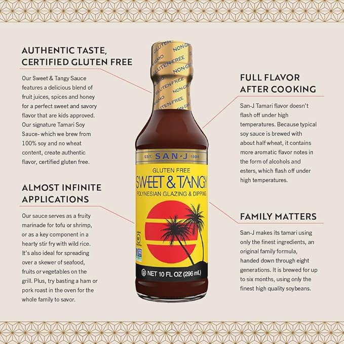 San-J - Variety Pack - Sweet and Tangy, Mongolian, Hoisin, Korean BBQ - All Gluten Free Cooking Sauces - Non-GMO - 10 oz. Bottles - 4 Pack