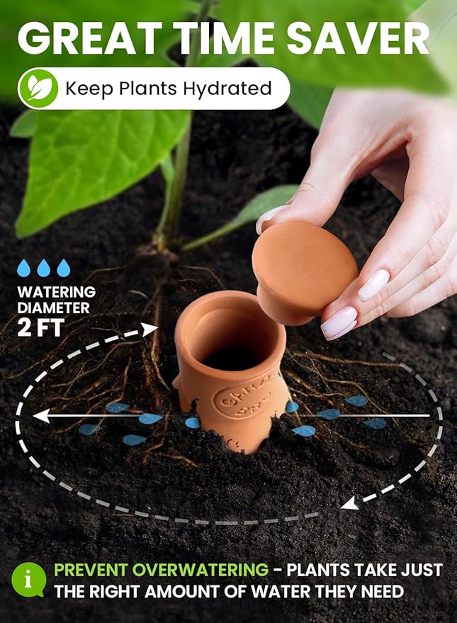 4 Pcs Ollas Terracotta Watering Pots Large - 14 Oz Terracotta Self Watering Globes For 1-week Easy To Refill - Clay Garden Olla Pots Plant Waterers While On Vacation Outdoor & Indoor [4pcs Large 14oz]