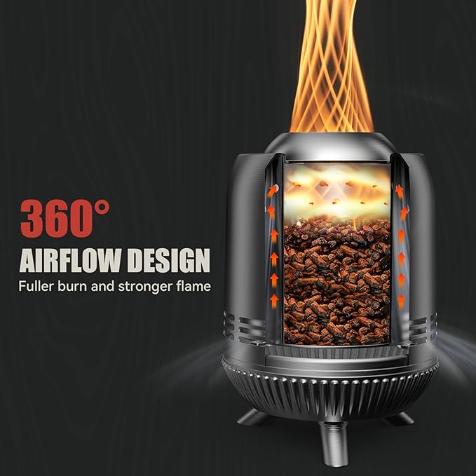 ONLYFIRE OUTDOOR LIVING Tabletop Fire Pit Burning Woods/Pellets, Portable Small Fireplace with Storage Bag for Camping Tailgating RV Patio Backyard, Smokeless Camping Stove 9.5", FP055 Silver