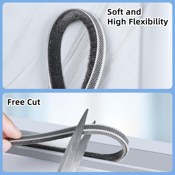 2Pack Weatherstripping Sealing Strip, Self Adhesive Door Window Weather Stripping,33FT Door Window Sealing for Weatherproofing Grey