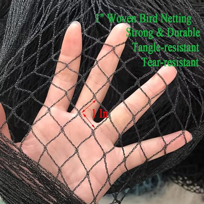 25X50 FT Bird Netting for Chicken Coop, 1 in Mesh, Woven Chicken Netting Roof Mesh Cover Garden Protection for Vegetables, Blueberry, Strawberry Plants, Fruit Trees.