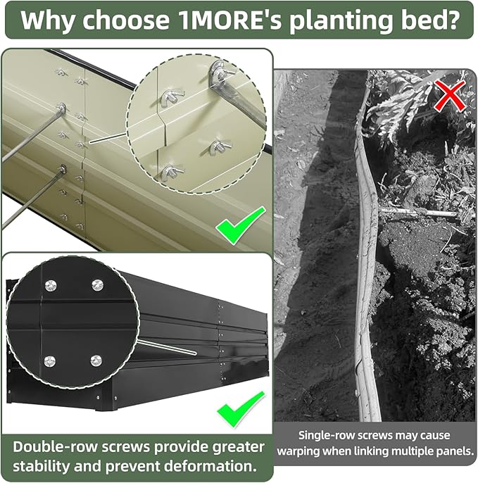 1MORE Raised Garden Bed- 8x2x1.8ft Planter Garden Boxes Outdoor, Raised Beds for Gardening, 21in Tall Large Metal Garden Bed Kit for Vegetables Flower, Deep Root Planter Raised Beds with Tools.Grey