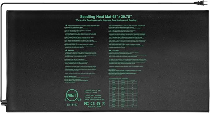 Seedling Heat Mat 48"x20.75", UL & MET-Certified Waterproof Plant Heating Pad for Germination, Hydroponics, Brewing, Breeding, and Greenhouses