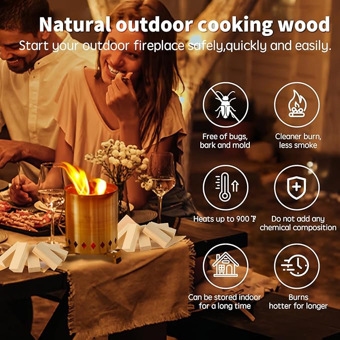 Mini Fire Stick Wood,3.5" Lengths Kiln Dried Pine Small Firewood,Barkless Kindling Fire Logs,Fire Pit Accessories Great for Tabletop Fire Pit,Fireplace,8 Lbs