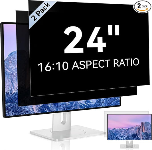 [2 Pack] 24 Inch Computer Privacy Screen for 16:10 Aspect Ratio Widescreen Monitor, Eye Protection Anti Glare Blue Light Computer Monitor Privacy Filter, Removable Anti-Scratch 24in Protector Film