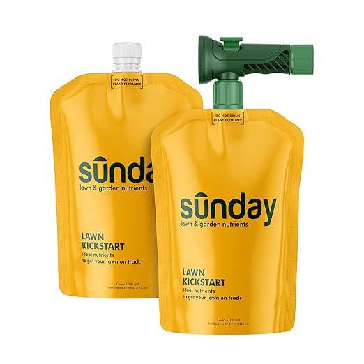 Sunday Lawn Kickstart Fertilizer, 42.3oz, 2 Pack - Fertilizer for Grass Improvement - Includes Universal Sprayer Attachment - Covers Up to 10,000 Sq Ft - Easy Application in 15 Minutes or Less