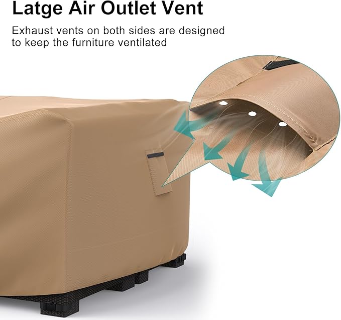 Patio Furniture Set Cover Waterproof, Heavy Duty Funiture Covers for Outdoor Sectional Sofa Set Wicker Rattan Table Chair Rectangular,108"L×82"W×28"H,Brown