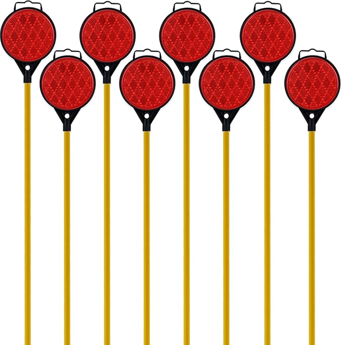Orange Driveway Reflectors, Reflective Driveway Markers, 2-Way reflector,Snow Markers for Driveway 43 Inch Fiberglass Rod(Pack of 8)