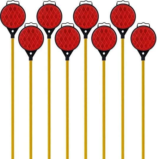 Orange Driveway Reflectors, Reflective Driveway Markers, 2-Way reflector,Snow Markers for Driveway 43 Inch Fiberglass Rod(Pack of 8)