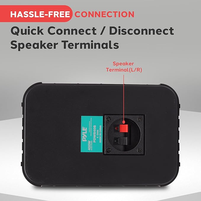 Pyle Home Dual Waterproof Outdoor Speaker System - 5.25 Inch Pair of Weatherproof Wall/Ceiling Mounted Speakers w/Heavy Duty Grill, Universal Mount - for Use in The Pool, Patio, Indoor PDWR40B (Black)