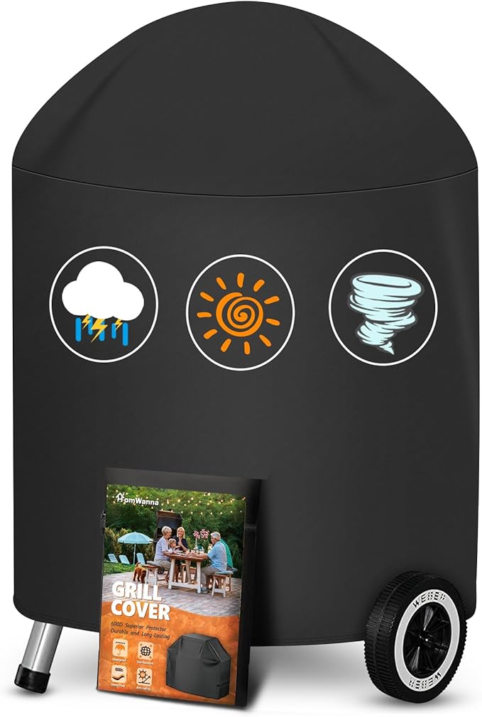 Kettle Grill Cover 22 Inch - Superior Charcoal Grill Cover for Weber Kettle Grill - 600D Outdoor BBQ Covers for Weber 22 Inch Original Kettle Grill, Master Touch Charcoal Grill and More