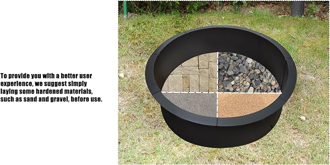 SoulMate Outdoor 35-Inch Outer/31-Inch Inner Fire Pit Ring,Duty Solid Metal Steel Round Firepit Rim Insert for DIY Fire Pits, Outdoor Above or In-Ground, Camping Garden Patio Backyard.
