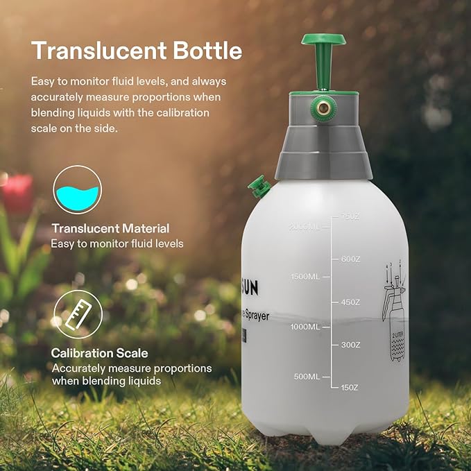 VIVOSUN 0.5Gal Handheld Garden Sprayer, 2L Pump Sprayer, 68 Oz Water Spray Bottle with Safety Valve, Adjustable Nozzle, Extended Spray Rod & Additional Seals, Ideal for Watering, Fertilizing, Cleaning