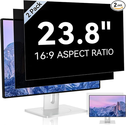 [2 Pack] 23.8 Inch Computer Privacy Screen for 16:9 Aspect Ratio Widescreen Monitor, Eye Protection Anti Glare Blue Light Computer Monitor Privacy Filter, Removable Anti-Scratch 23.8in Protector