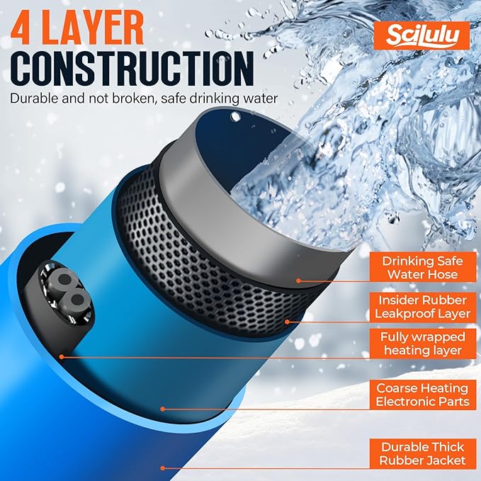 100FT Heated Water Hose for RV, Freeze Protection to -45°F, Lead-Free & BPA-Free, Safe Drinking Water for Campers, Gardening, Livestock, Home Use