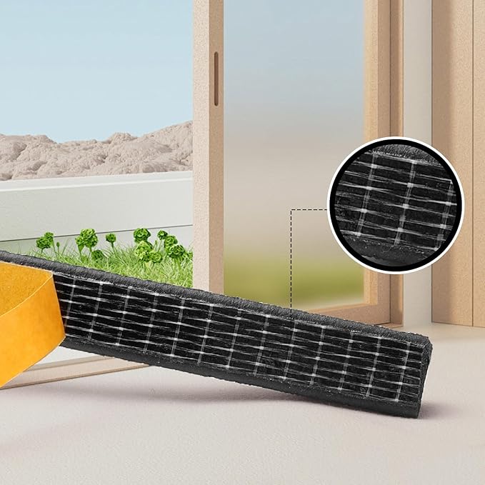 Weather Stripping for Large Gaps in Doors and Windows, Block Wind & Noise, Self-Adhesive, Thickness 12mm, Width 14mm, Length 6 Meters(Black)