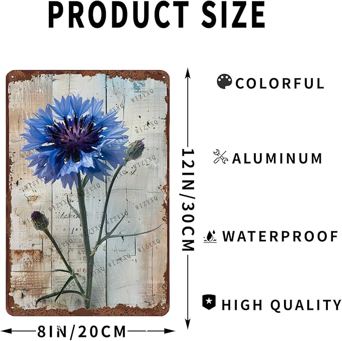 Metal Signs Wildflower Vintage Metal Tin Sign for Home Office Kitchen Bar Cafe Garden Wall Decor 12x8 Inch