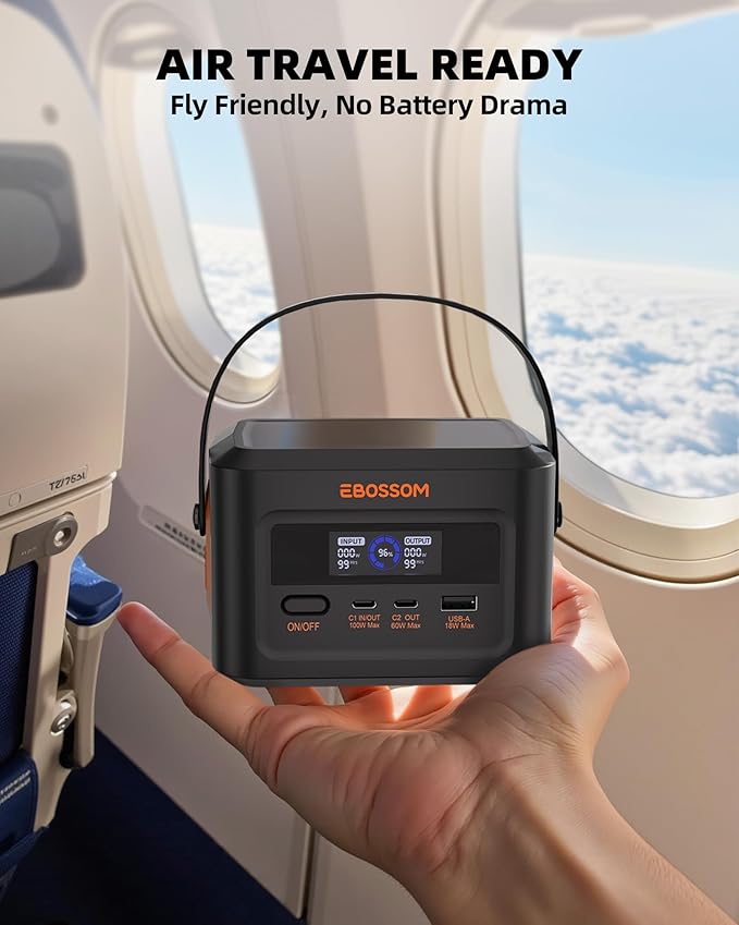 Portable Power Station 99.2Wh Power Bank, LiFePO4 Battery Solar Generator, 1.2H Fast Recharging, 100W Max PD Charging for Laptop Phone Travel Camping Outdoor Emergency