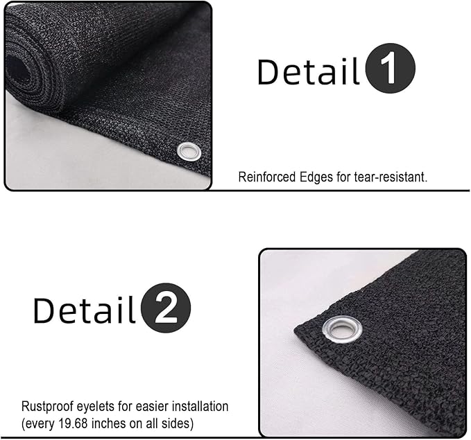 SUNLAX 3'x10' Black Balcony Privacy Screen Fence Windscreen Cover Fabric Shade Netting Mesh Cloth with Grommets UV Protection for Patio, Backyard, Porch, Railing Shield 90% (We Make Custom Sizes)
