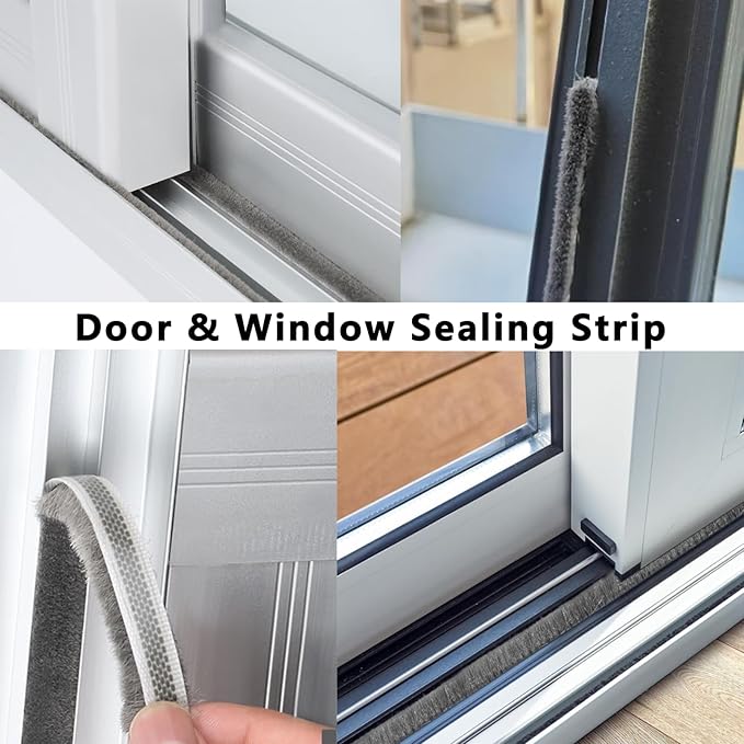 2Pack Weatherstripping Sealing Strip, Self Adhesive Door Window Weather Stripping,33FT Door Window Sealing for Weatherproofing Grey