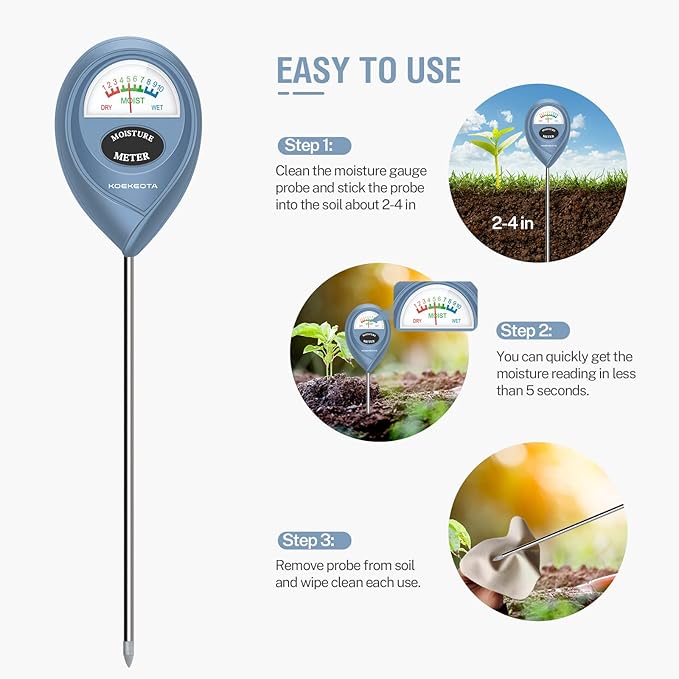 Soil Moisture Meter,Plant Water Monitor,Plant Water Meter for Indoor Outdoor Potted Plants,Soil Hygrometer Sensor for Gardening,Farming,Lawn Tool Kits for Plant Care(Purple Blue)