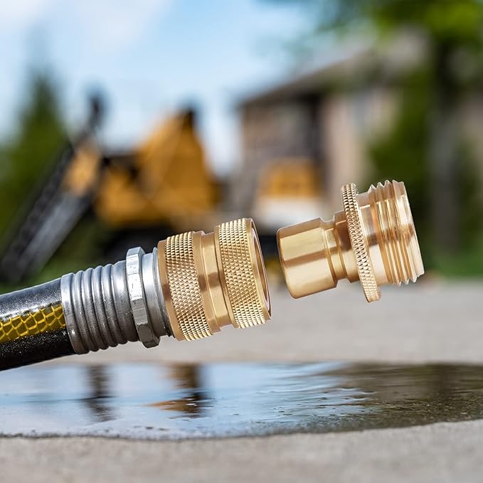 PLG Brass Garden Hose Quick Connect Fittings 3/4 Inch - Leak-Proof for Nozzles, Watering & Car Washing, 4 Pack