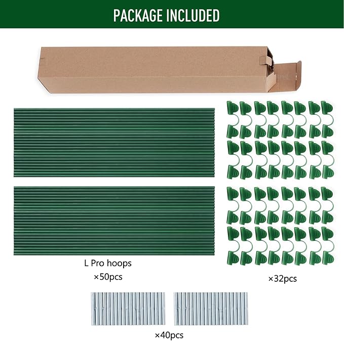 MAXPACE Greenhouse Hoops for 2.7ft or Wider Grow Tunnel, Rust-Free Fiberglass Support Hoops Frame for Garden Fabric, DIY Plant Support Garden Stakes, Gardening Supplies, 50pcs