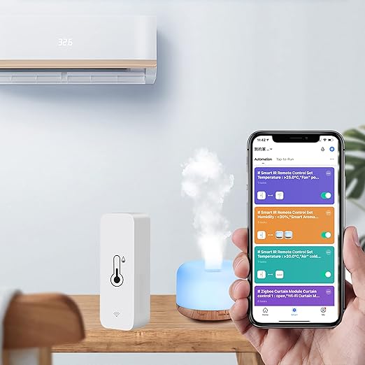 PHOVOLT WiFi Hygrometer Thermometer Sensor for Home, Indoor Outdoor Wireless Temperature Humidity Sensor Monitor with Remote App Notification Alert, Work with Tuya app, for Home Greenhouse (4-Pack)