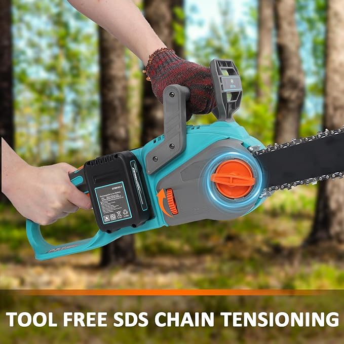 16-Inch Electric Chainsaw Cordless, Battery Powered Chainsaw with Brushless Motor, 2 * 20V DC 4Ah Batteries and Charger, Automatic Chain Refueling for Wood Cutting And Tree Trimming