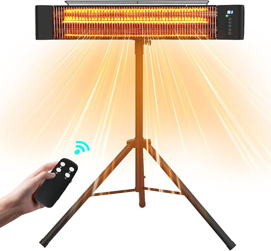Outdoor Electric Heater For Patio/Indoor Use RealSmart 1500W Portable Heaters 3 Heat Modes Wall Mounted Ceiling Heater Tripod Waterproof IP65 TUV Certification for Restaurant Garage Greenhouse