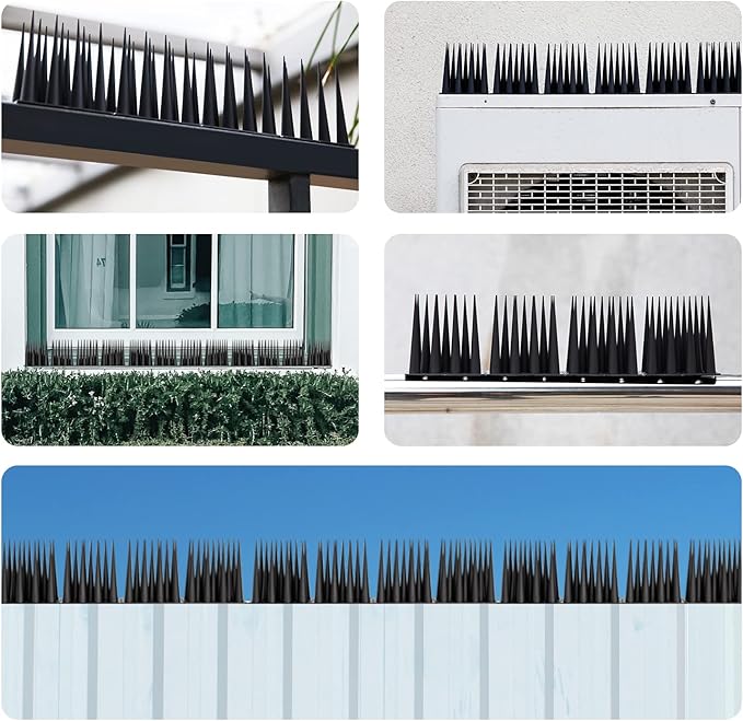 OFFO Bird Spikes Pigeon Outdoor Spikes for Cat Keep Birds Raccoon Woodpecker Away Covers 8 Feet(2.44m), Black