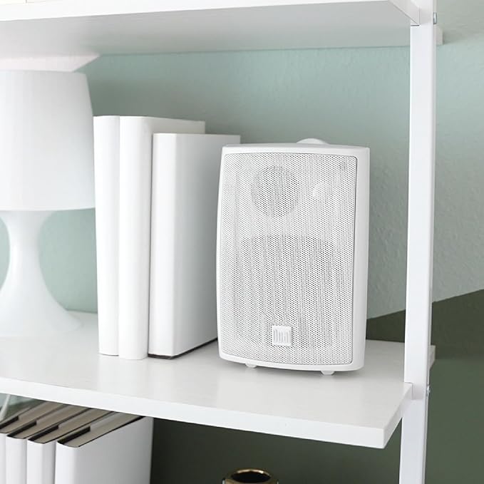 Dual Electronics LU53PW 5.25" 3-Way High Performance Outdoor Indoor Wired Speakers | Effortless Set Up | Home, Pool, Patio, Garage Use | Weather Resistant | Expansive Stereo Sound Coverage | White