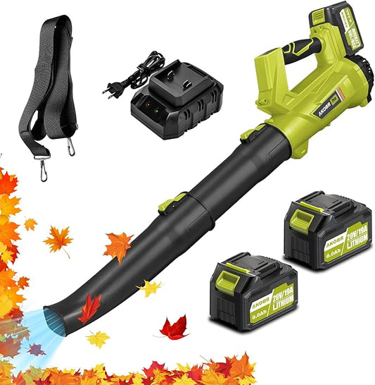 Electric Cordless Leaf Blower,540 CFM/170 MPH,Battery Powered with 2 x 6.0Ah Batteries,6-Speed & Turbo Mode,Lightweight for Lawn Care,Patio,Leaves,Dust,and Snow Removal