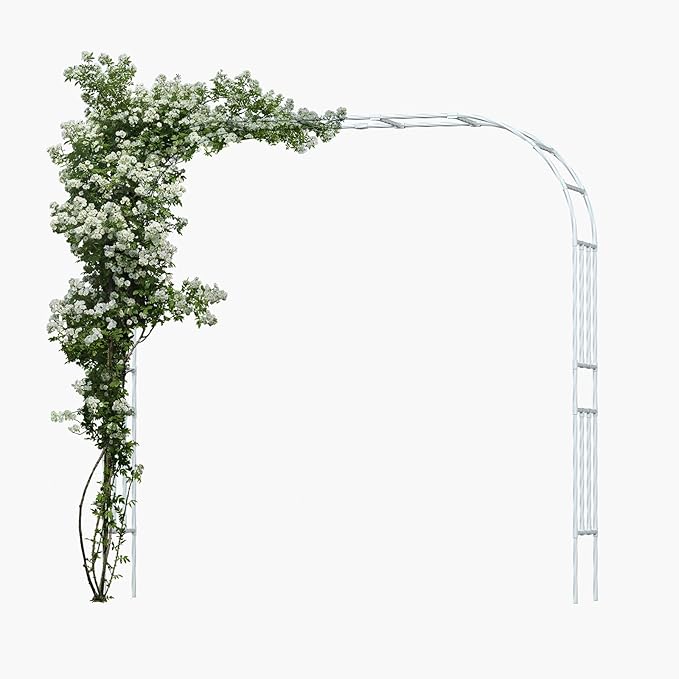 Metal Garden Arch - 98.5 in x 15.8 in, White - Trellis for Climbing Plants - Outdoor Arch for Lawn, Party, Ceremony Wedding Decoration