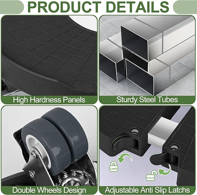 2 Pack Plant Caddy Stands with 360° Wheels Adjustable 15-22 Inch Rolling Plant Stands Heavy Duty Large Plant Carts Dolly with Casters 440lbs Capacity for Large Planter, Garden Pot, Flower Pot, Black