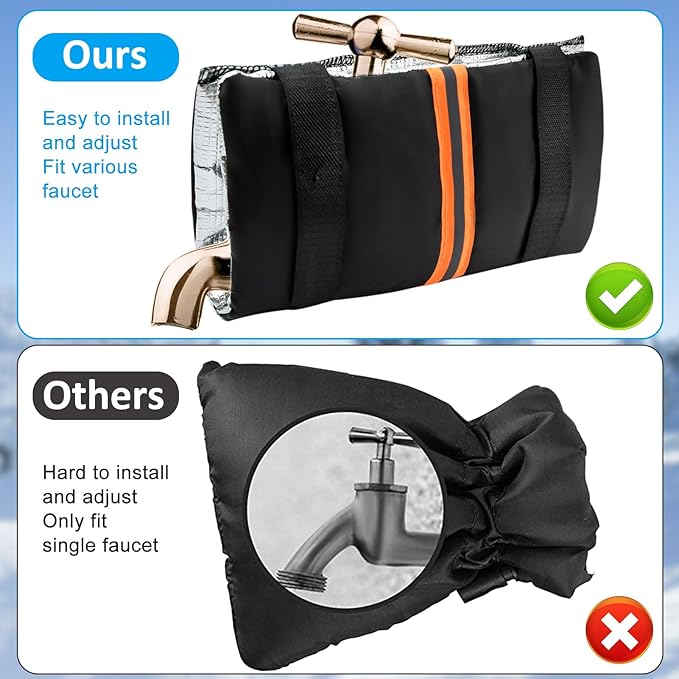 2Pcs Outdoor Faucet Covers for Winter Freeze Protection, Reusable Insulated Hose Bib Cover with Reflect Strip Waterproof Freeze Miser Water Faucet Insulation Socks Wrap for Outside Garden Spigot Pipe